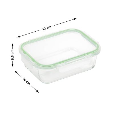 Стъклен съд Bake&Go; правоъгълен 21 x 16 x 6,5 см / 1000 мл