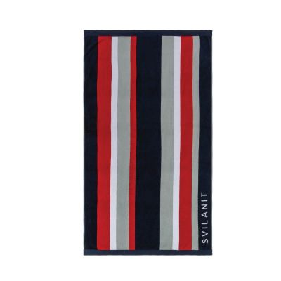 Плажна кърпа XL 100х180 см PRIME DARK BLUE & RED червени и т. сини линии