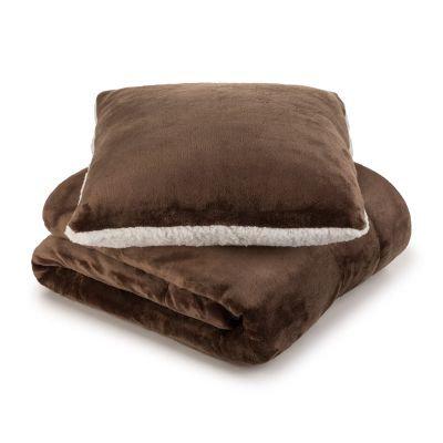 Комплект одеяло 130х200 см и възглавница 40х040 см Hug Set  кафяво